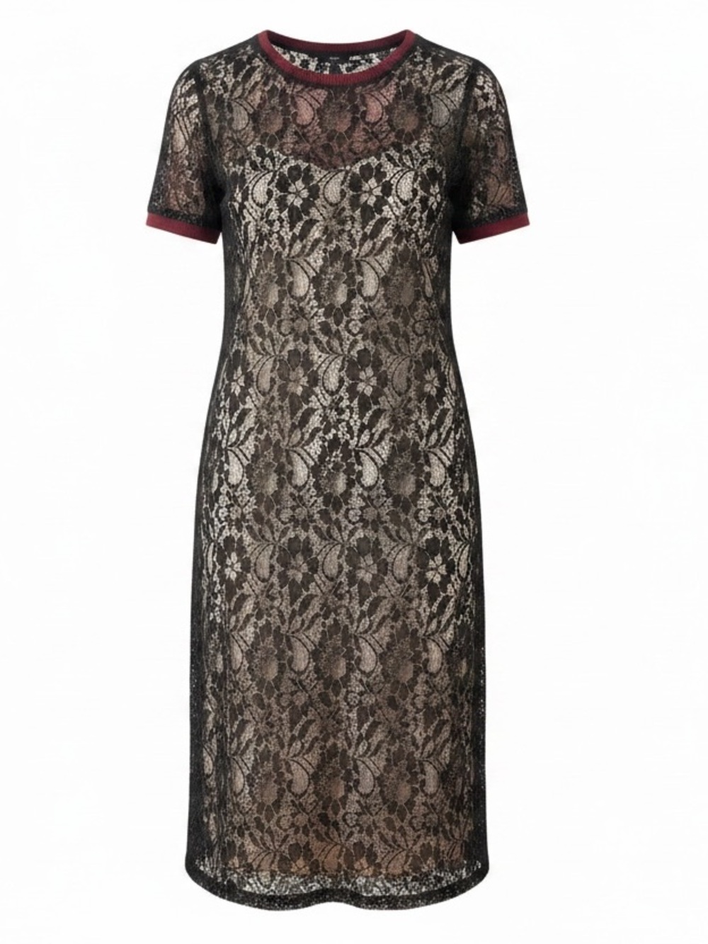 Zara Stunning Edgy Black Lace Midi Sheath Dress